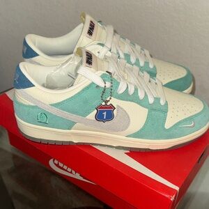 Nike Dunk Low in Teal and White